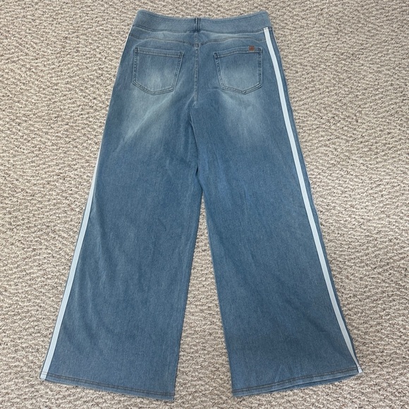 Women's Halara Blue Wide-Leg Jeans with White Stripes.  NWOT - Picture 3 of 5